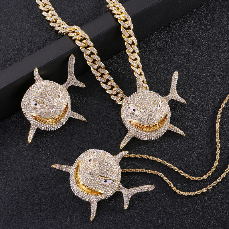 Pendant Micro-set Rhinestone Exaggerated Hip-hop Men's Necklace