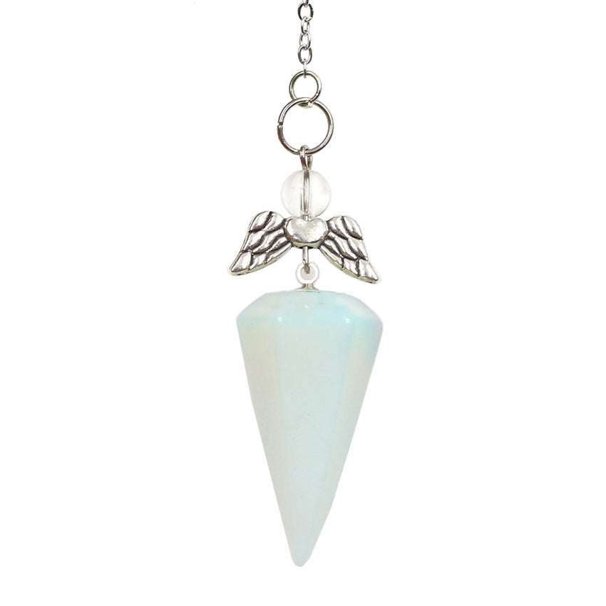 White Crystal Hexagonal Cone Pendant Jewelry