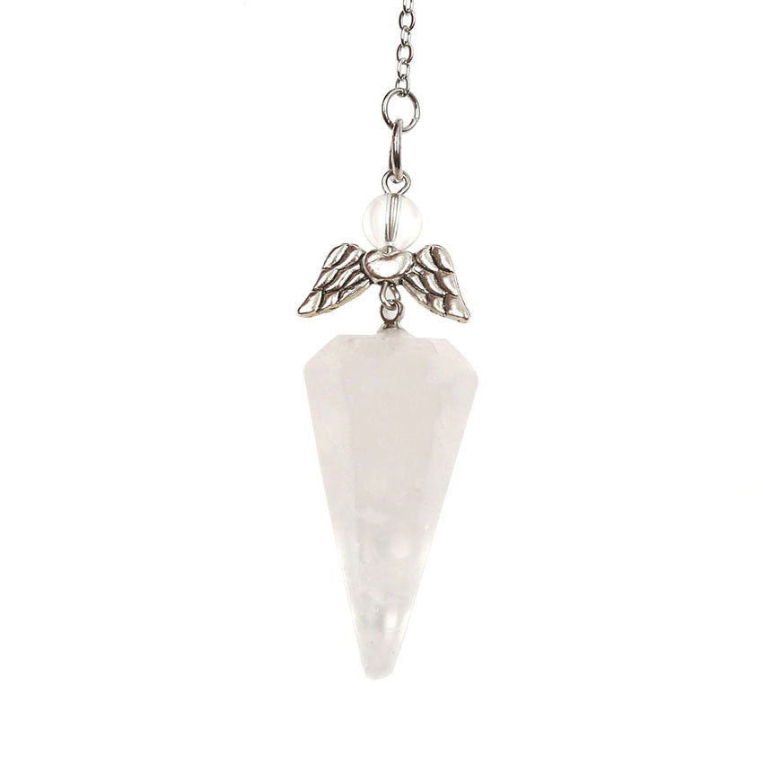 White Crystal Hexagonal Cone Pendant Jewelry