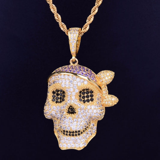 Skull Pendant Hip Hop Necklace Copper  Zircon