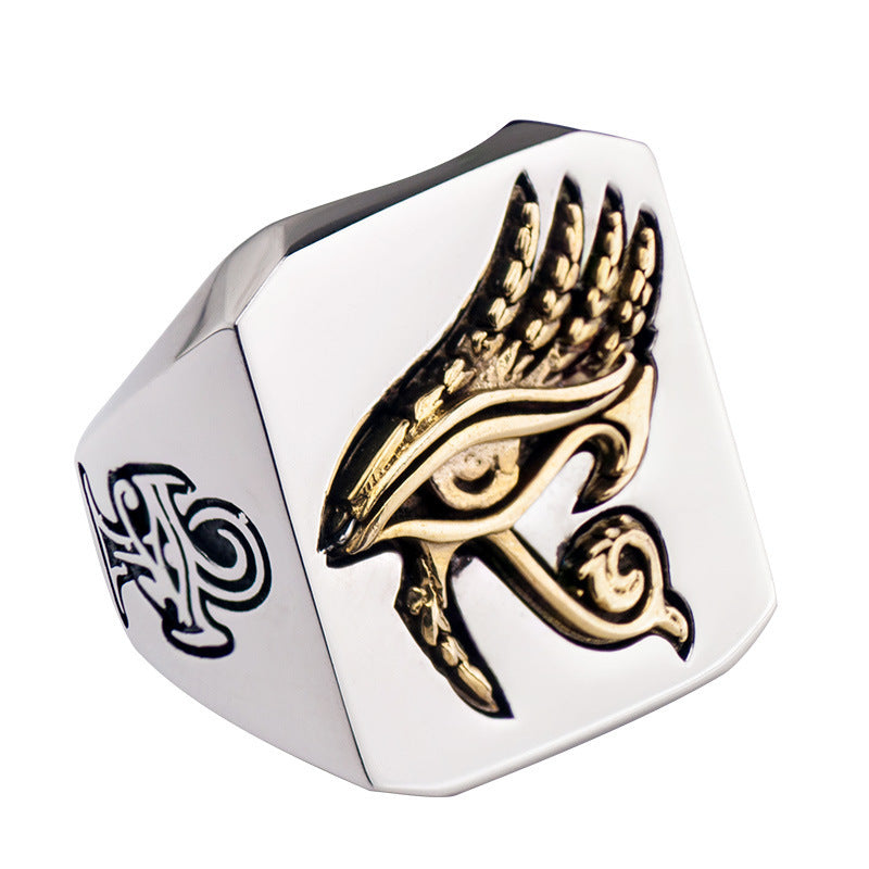 Eye of Horus Ring Titanium Steel Retro Hip Hop Men's Jewelry