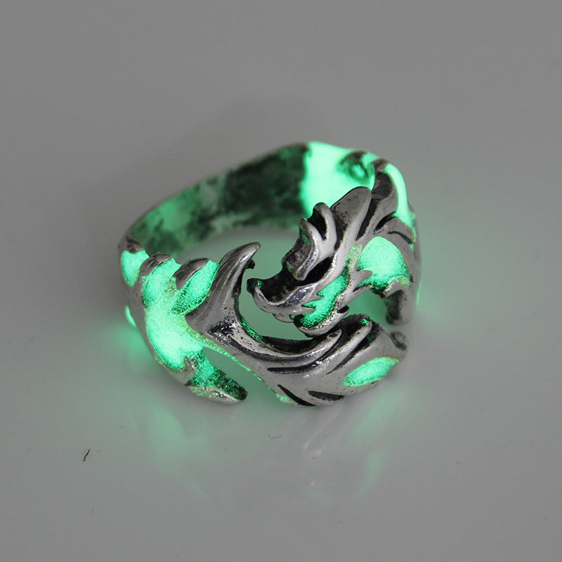 Men'S Ring Luminous Dragon Ring Domineering Luminous Bracelet