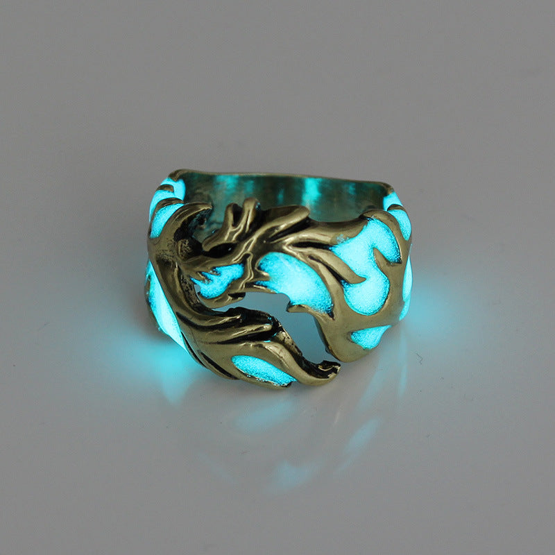 Men'S Ring Luminous Dragon Ring Domineering Luminous Bracelet