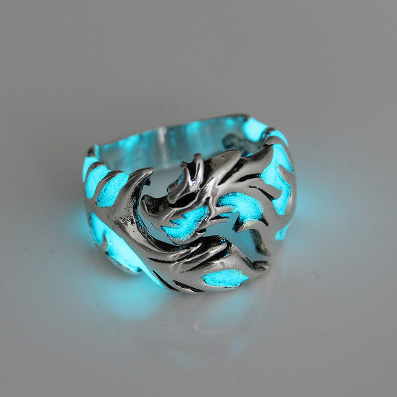 Men'S Ring Luminous Dragon Ring Domineering Luminous Bracelet