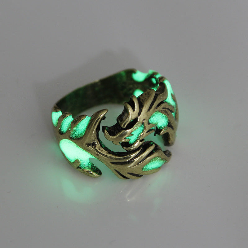 Men'S Ring Luminous Dragon Ring Domineering Luminous Bracelet