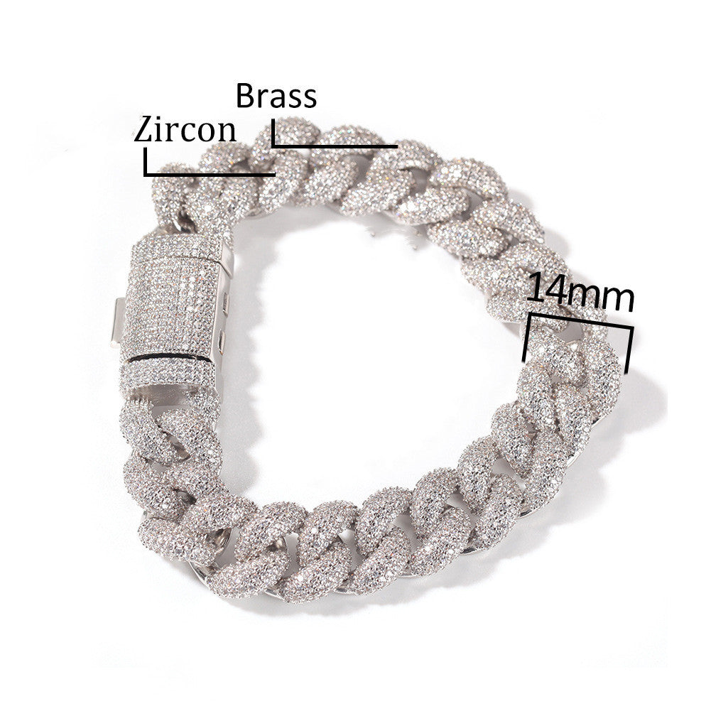 Hip Hop Full Rhinestone Bracelet Three-dimensional All-match Fashion Thick Men's Bracelet