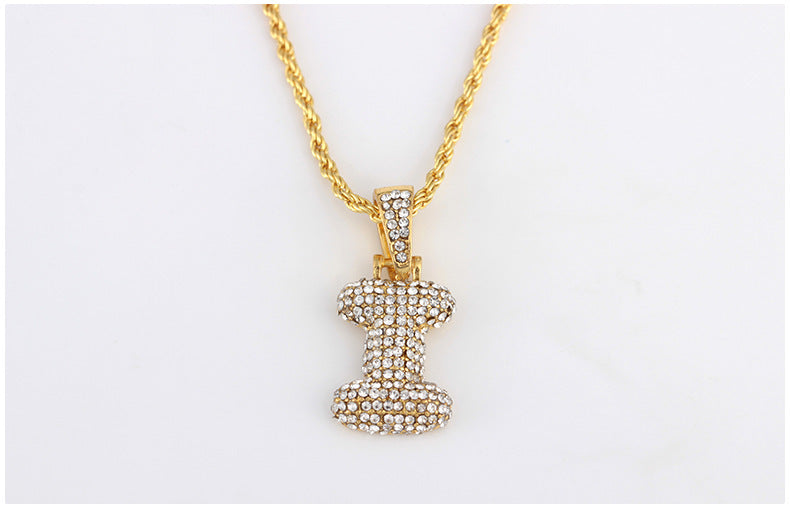 Wish Hip Hop Jewelry Creative Capital Letter Necklace Personalized Diamond Pendant Cross Border Supply