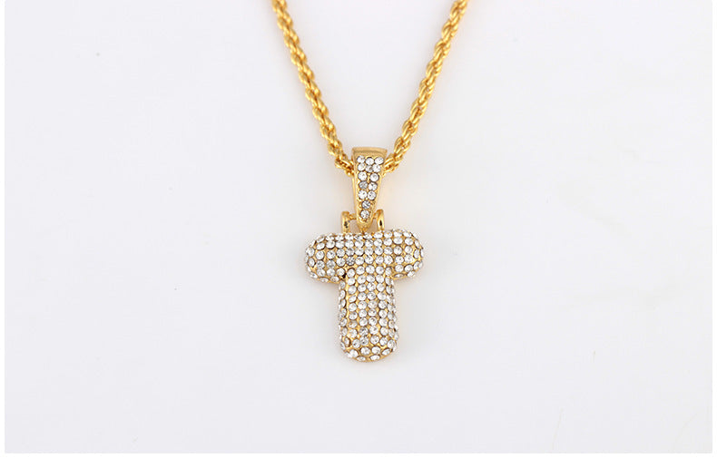 Wish Hip Hop Jewelry Creative Capital Letter Necklace Personalized Diamond Pendant Cross Border Supply