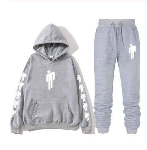 Hoodie print American singer Billie Eilish Hoodie men and women Harajuku hip hop Brilie Eilish sweatshirt set pants