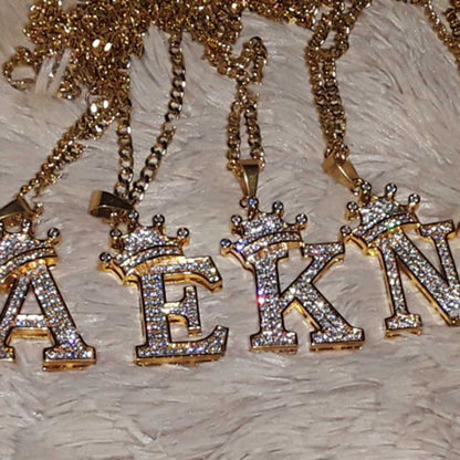 Iced Out Alphabet Necklace