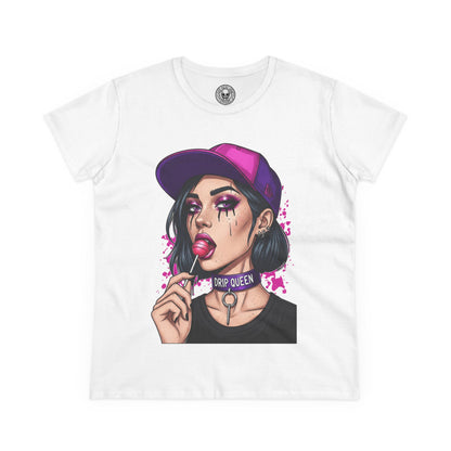 Drip Queen Women's Midweight Cotton Tee, Cute Graphic Shirt, Casual Fashion Top, Unique Gift for Her, Street Style Tee, Fun Summer Wear