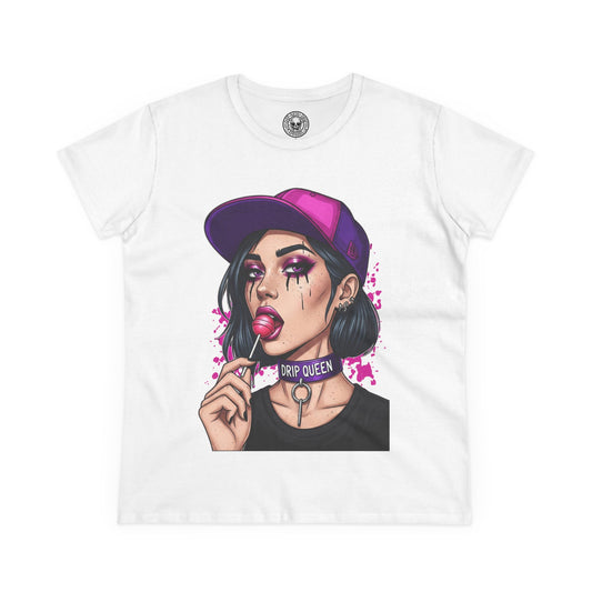 Drip Queen Women's Midweight Cotton Tee, Cute Graphic Shirt, Casual Fashion Top, Unique Gift for Her, Street Style Tee, Fun Summer Wear