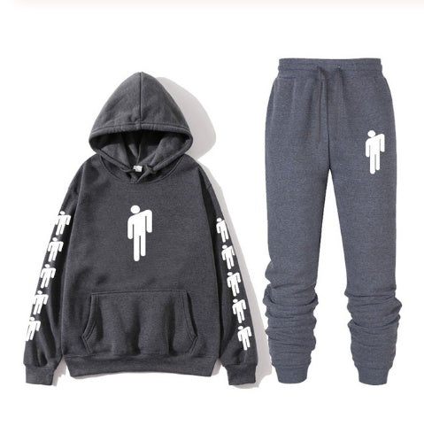 Hoodie print American singer Billie Eilish Hoodie men and women Harajuku hip hop Brilie Eilish sweatshirt set pants