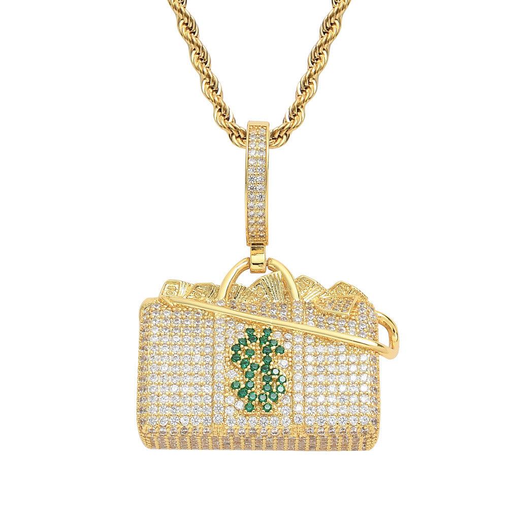 Hip-hop Pendant With Micro-inlaid Zircon On The Dollar Packet