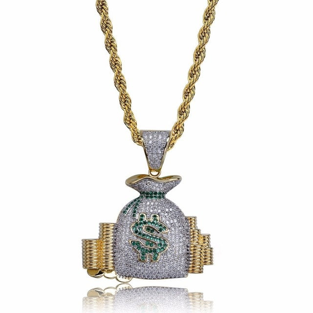 Hip-hop money bag necklace