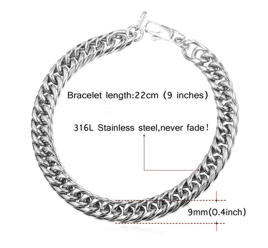 Fashion hip hop stainless steel chain bracelet