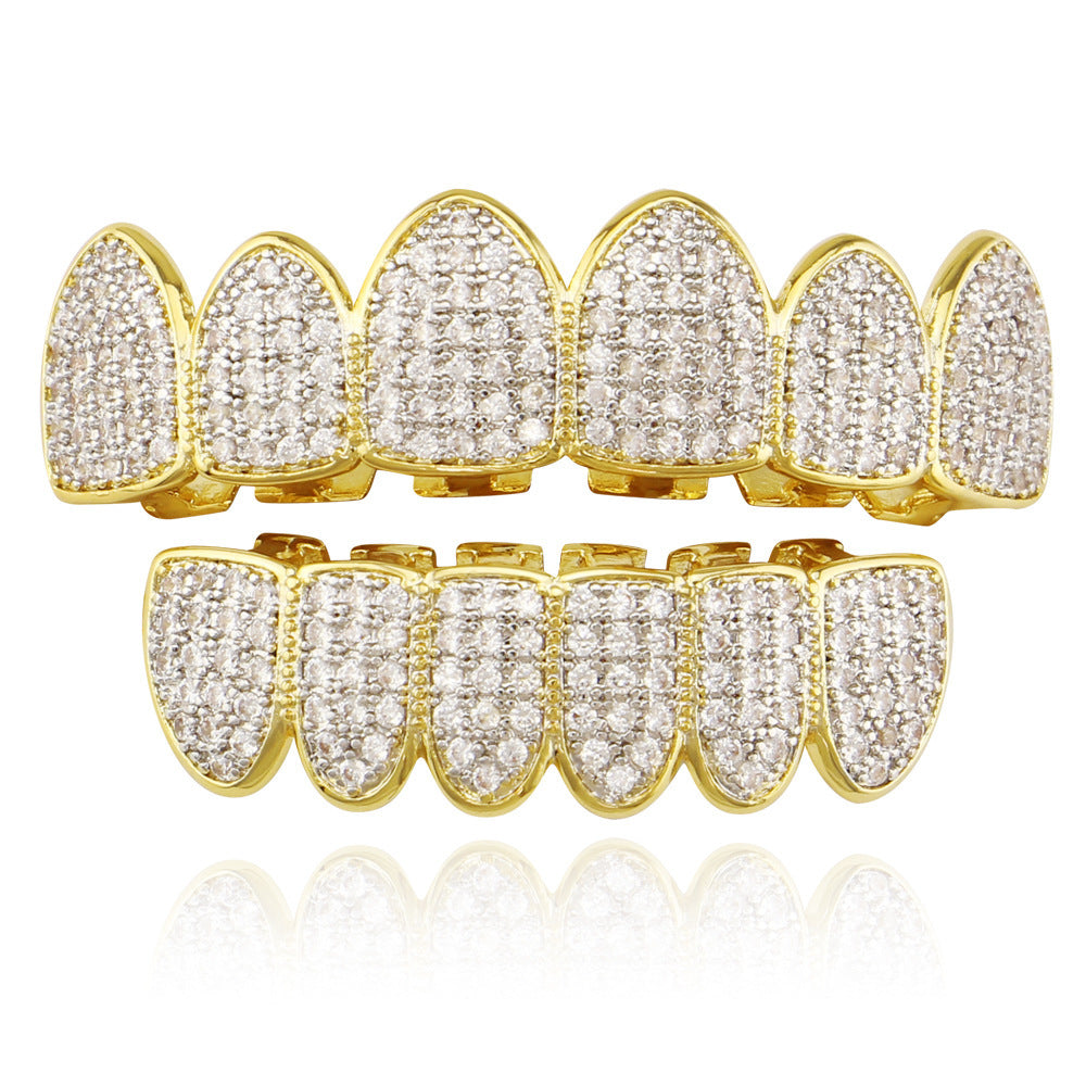 Micro-set zircon hip hop gold braces