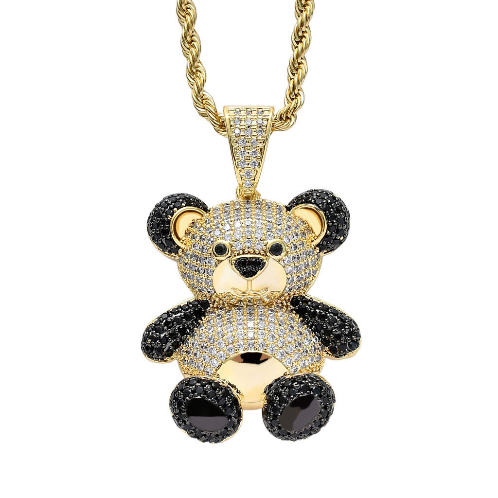 Explosive National Treasure Panda Pendant Micro-inlaid Zircon Unisex Hip Hop Necklace