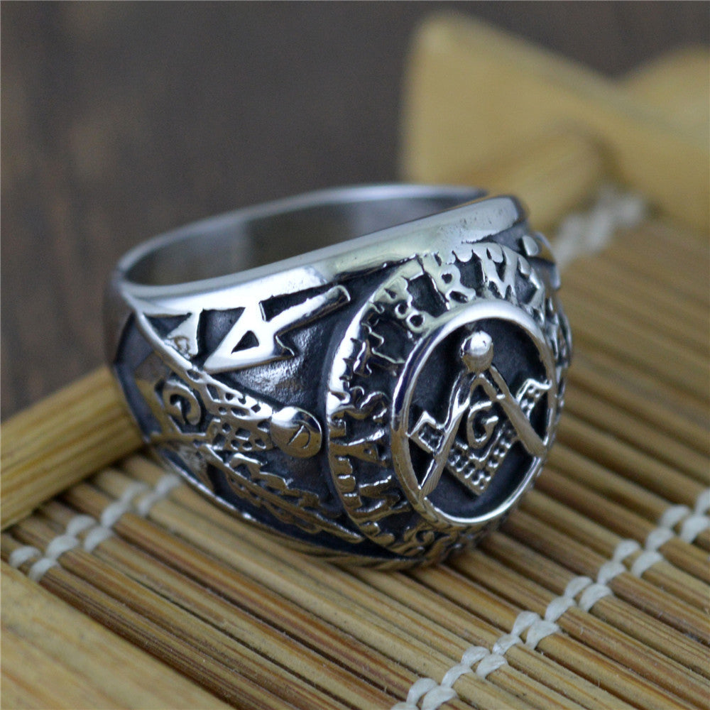 Fashion Jewelry Wholesale Hip Hop Style Ring Masonic Totem Ring Classic Trendy Men Bracelet