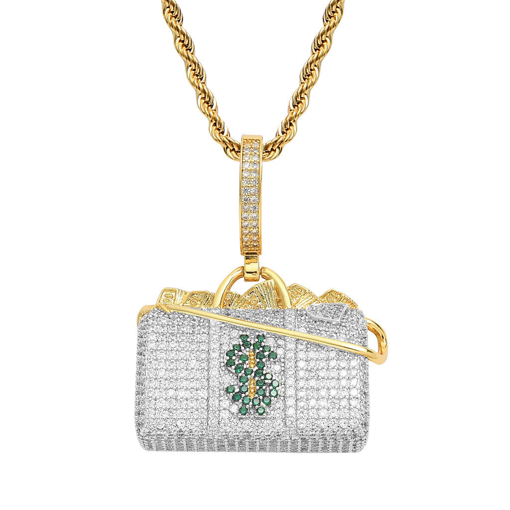 Hip-hop Pendant With Micro-inlaid Zircon On The Dollar Packet