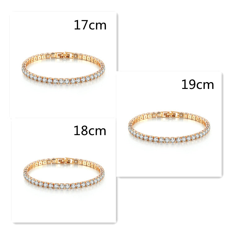 Zircon Bracelet Single Row 4mm Round Full Diamond Tennis Chain Cross-border Hip Hop Jewelry