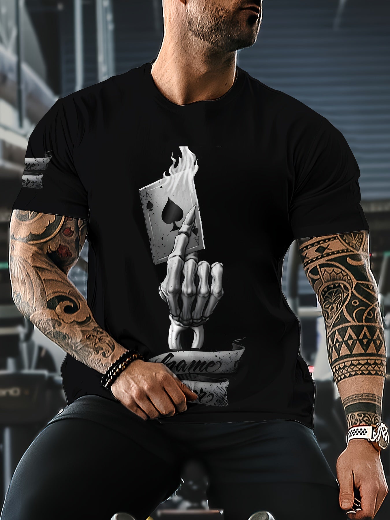 Men's 3D Printed Fashionable T-shirt - Casual Round Neck, Machine Washable, Polyester Blend