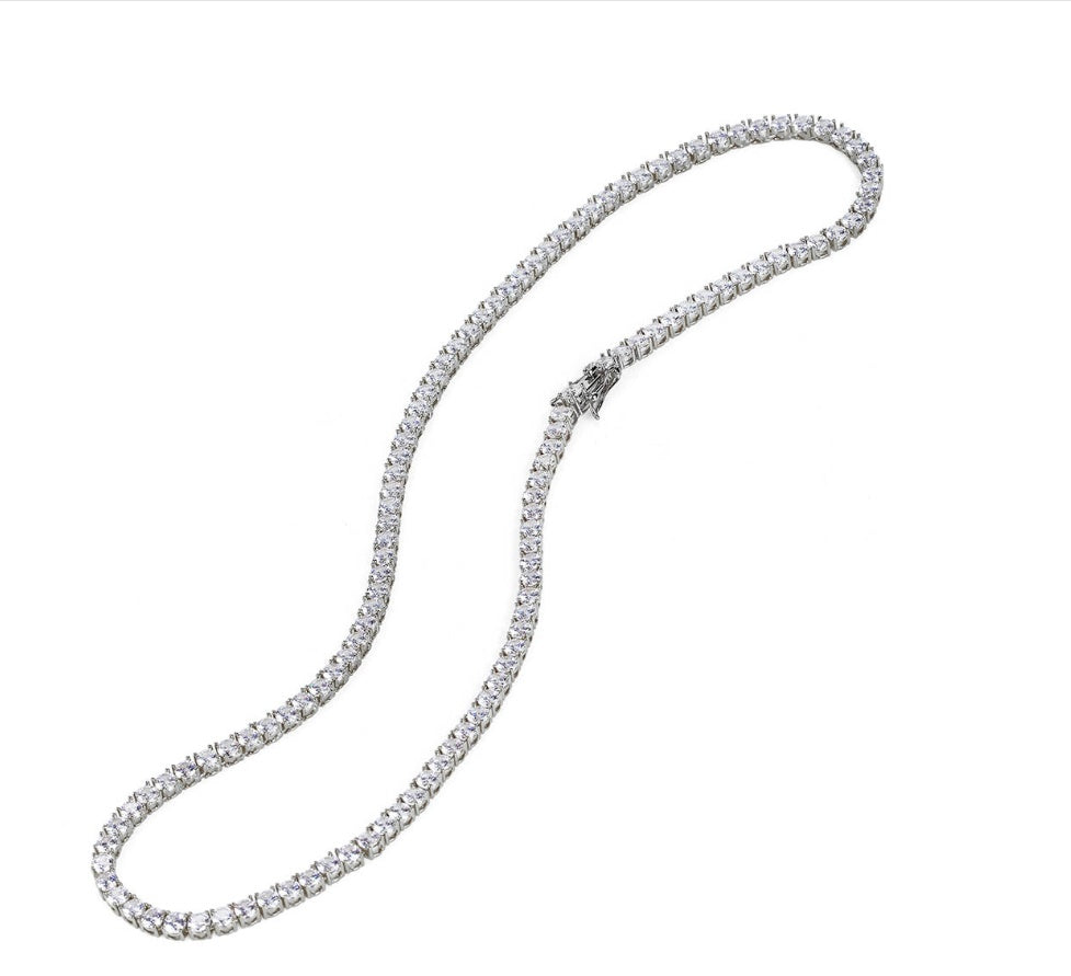 Zircon single row 4mm necklace Hip hop jewelry necklace Iinches