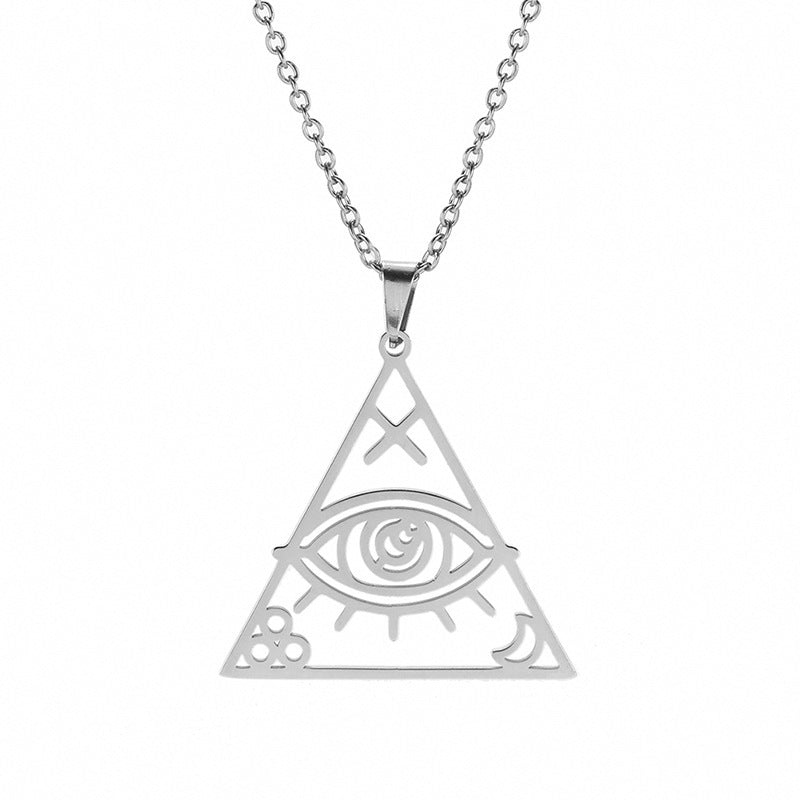 Men's Hip Hop Pyramid Eye Of Horus Triangle Stainless Steel Necklace