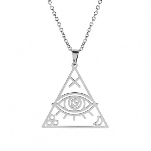 Men's Hip Hop Pyramid Eye Of Horus Triangle Stainless Steel Necklace