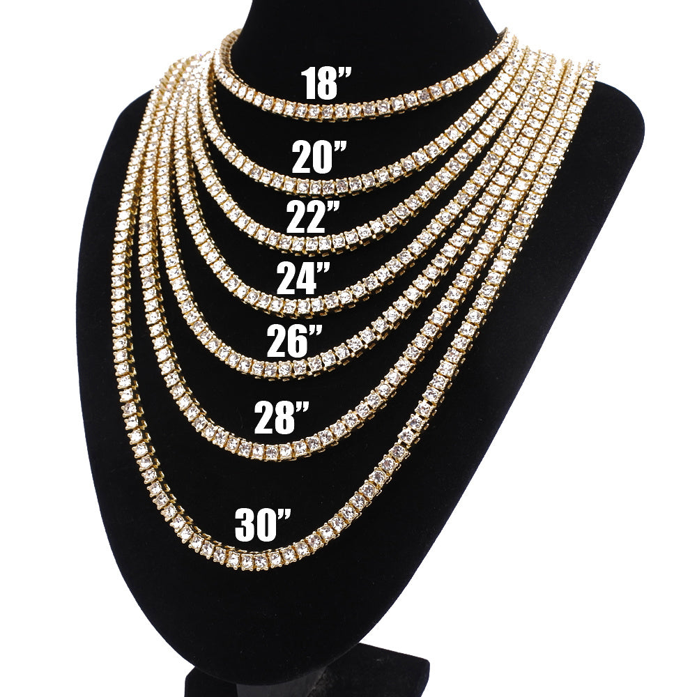 hip hop men's popular hip hop 1 row diamond alloy necklace