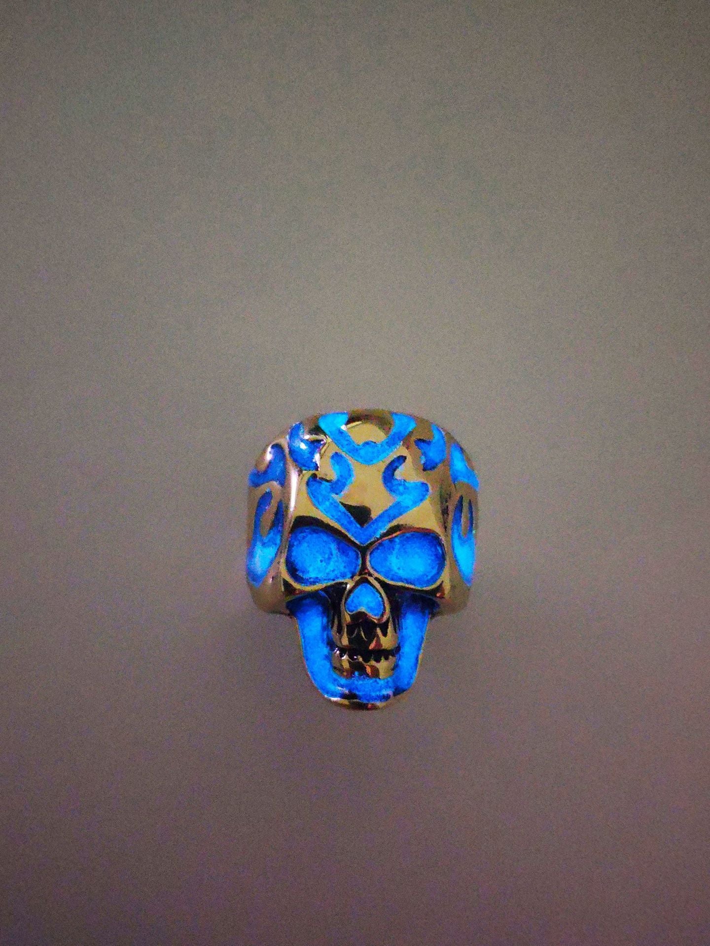 Retro flame skull luminous ring