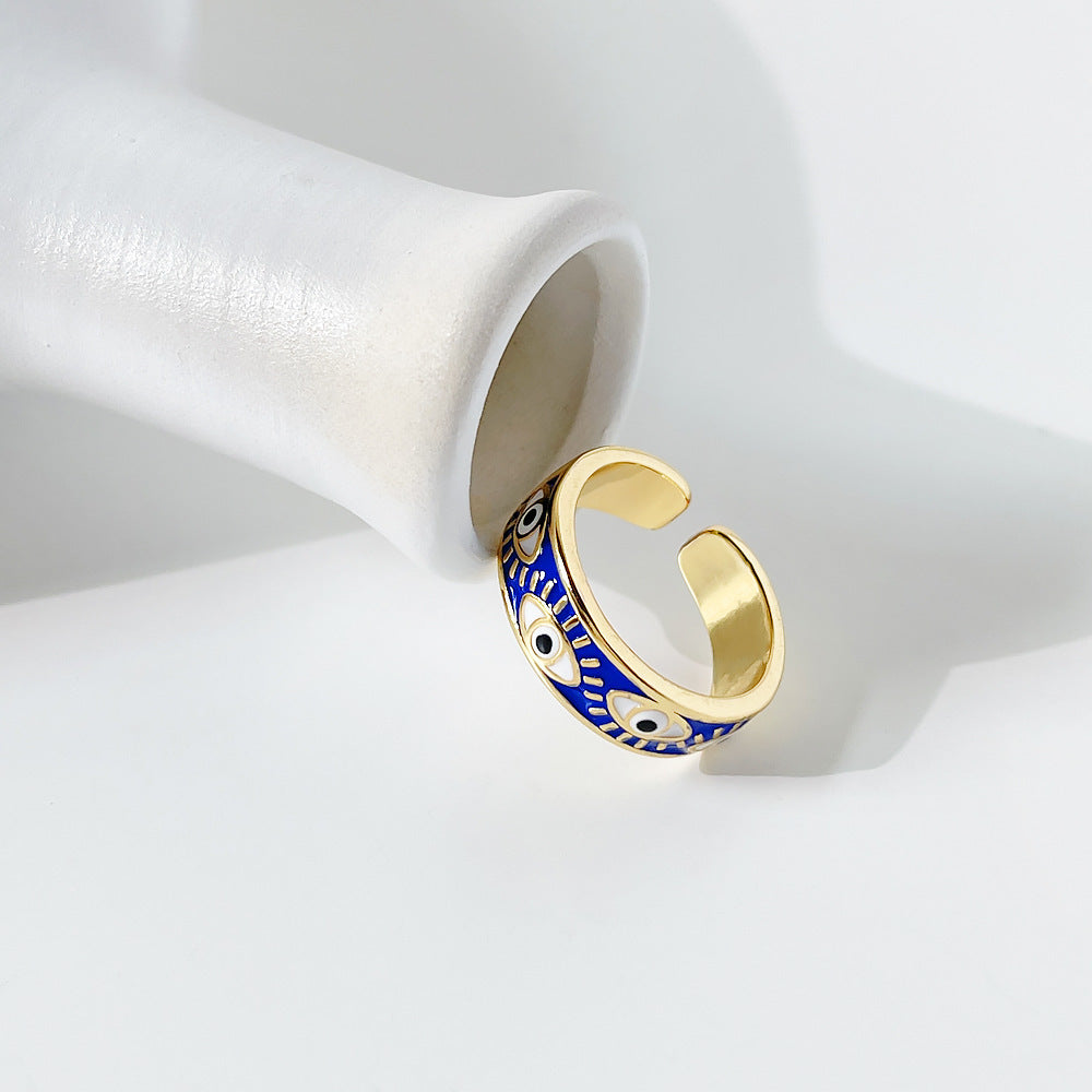 Hip Hop Fashion Gold Plated Oil Eye Ring