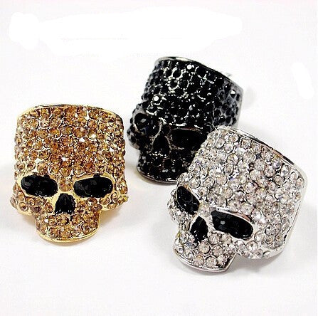 Ghost Head Full Diamond Metal Ring Hip Hop Punk