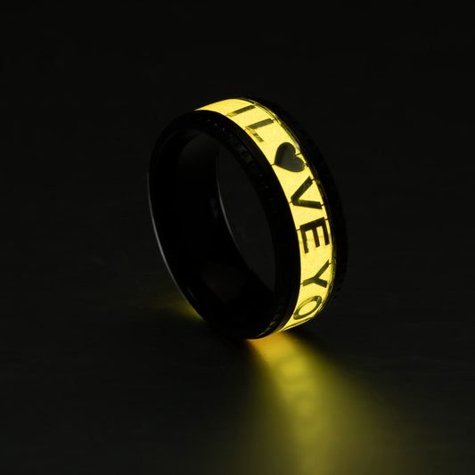 Letter luminous ring stainless steel couple