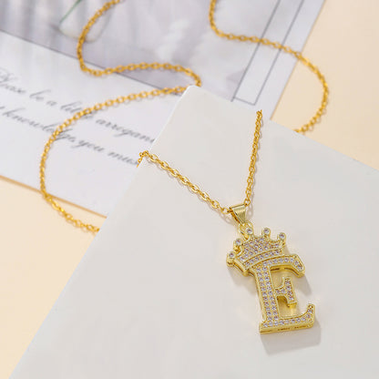 Iced Out Uppercase Letter Crown Pendant