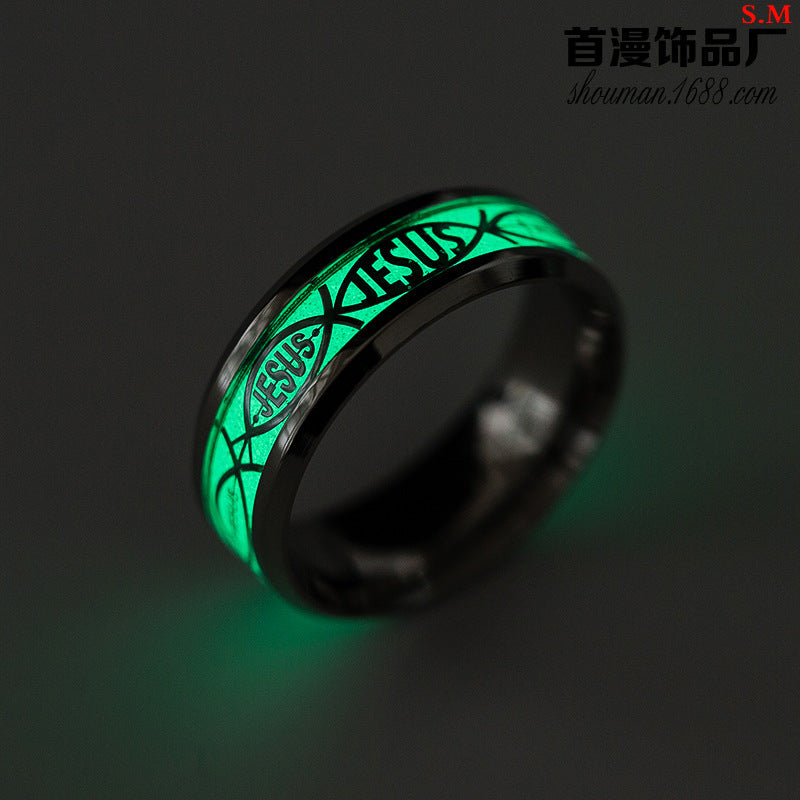 Luminous titanium steel ring