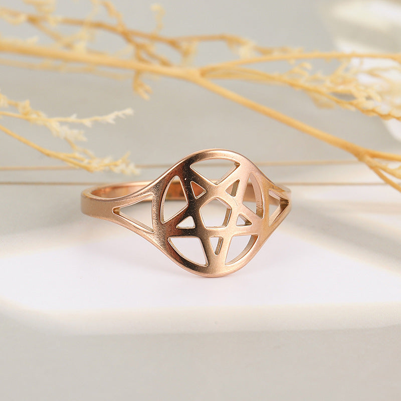 Nordic Lucky Five-Pointed Star Viking Pattern Ring