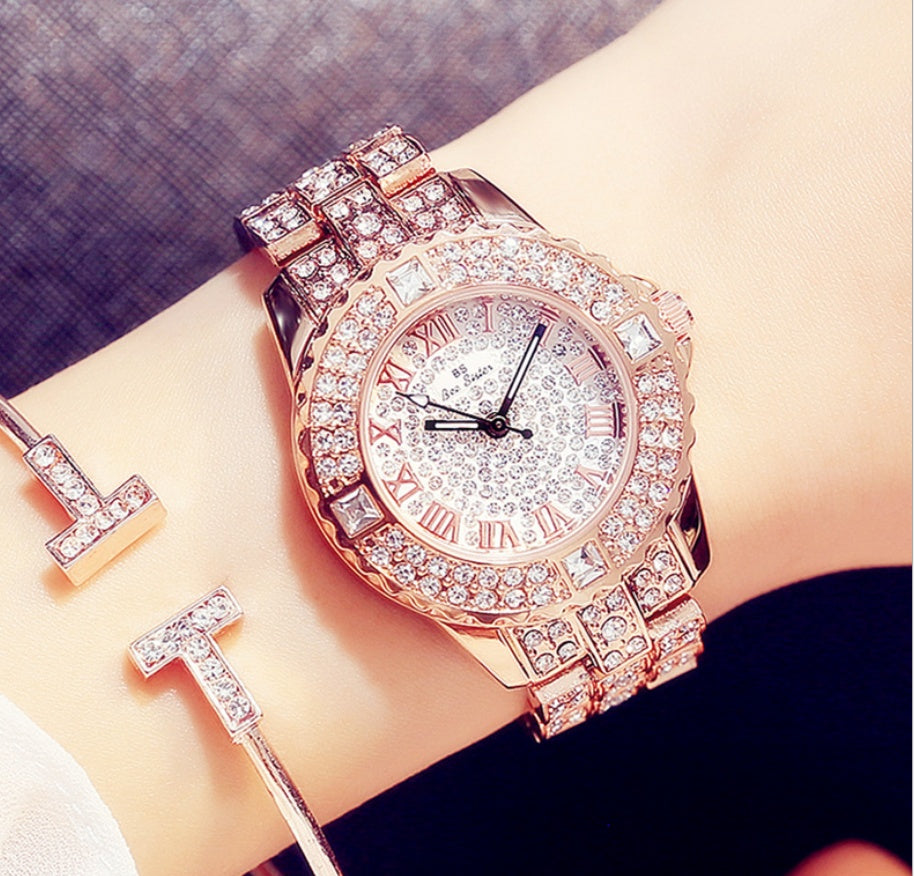 Full diamond ladies quartz watch