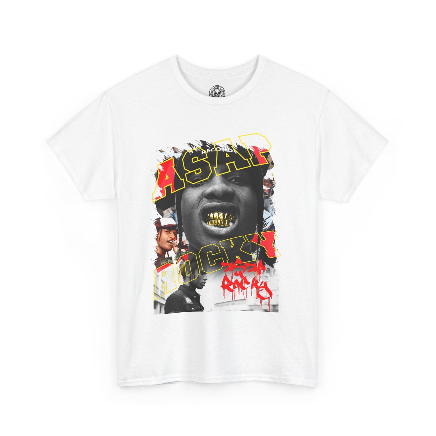 DATNEWDRIP ASAP Rocky Gold Grillz Graphic Hip Hop T-Shirt
