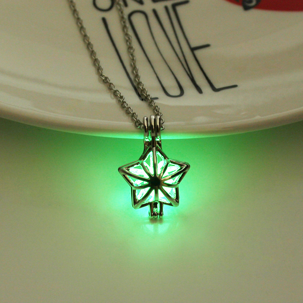 Christmas Luminous Pentagram Necklace Halloween Luminous Star Necklace