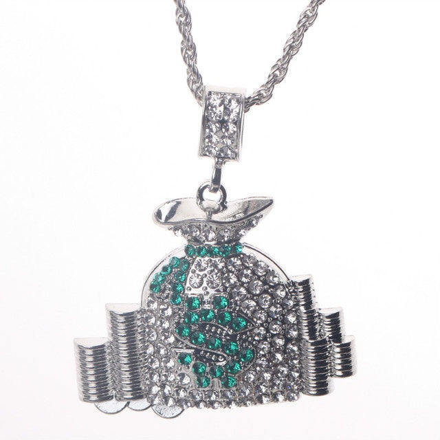 Hip-hop money bag necklace