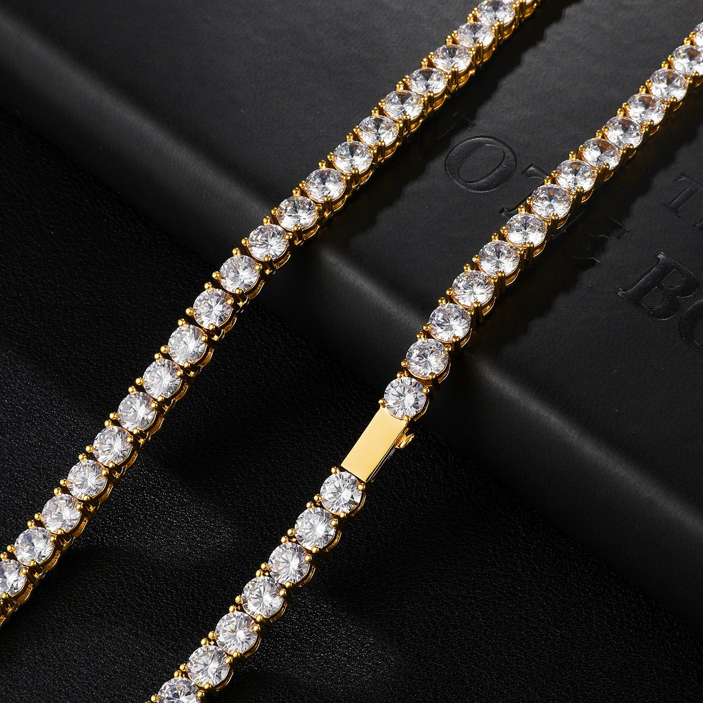 Explosive Hip Hop Copper Inlaid Zircon Four Claw Single Row Diamond Tennis Chain