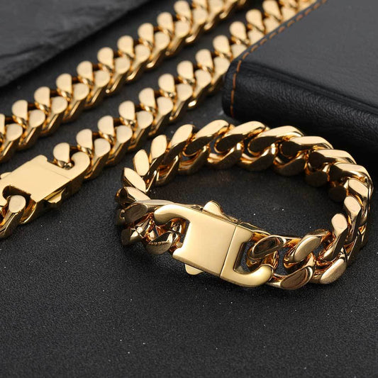 Hip Hop Stainless Steel Encrypted Four Sides Grind Cuban Chain