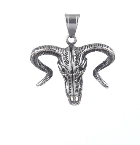 Stainless Steel Hip Hop Head Horn Skull Pendant Necklace