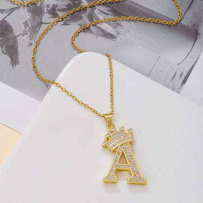Iced Out Uppercase Letter Crown Pendant
