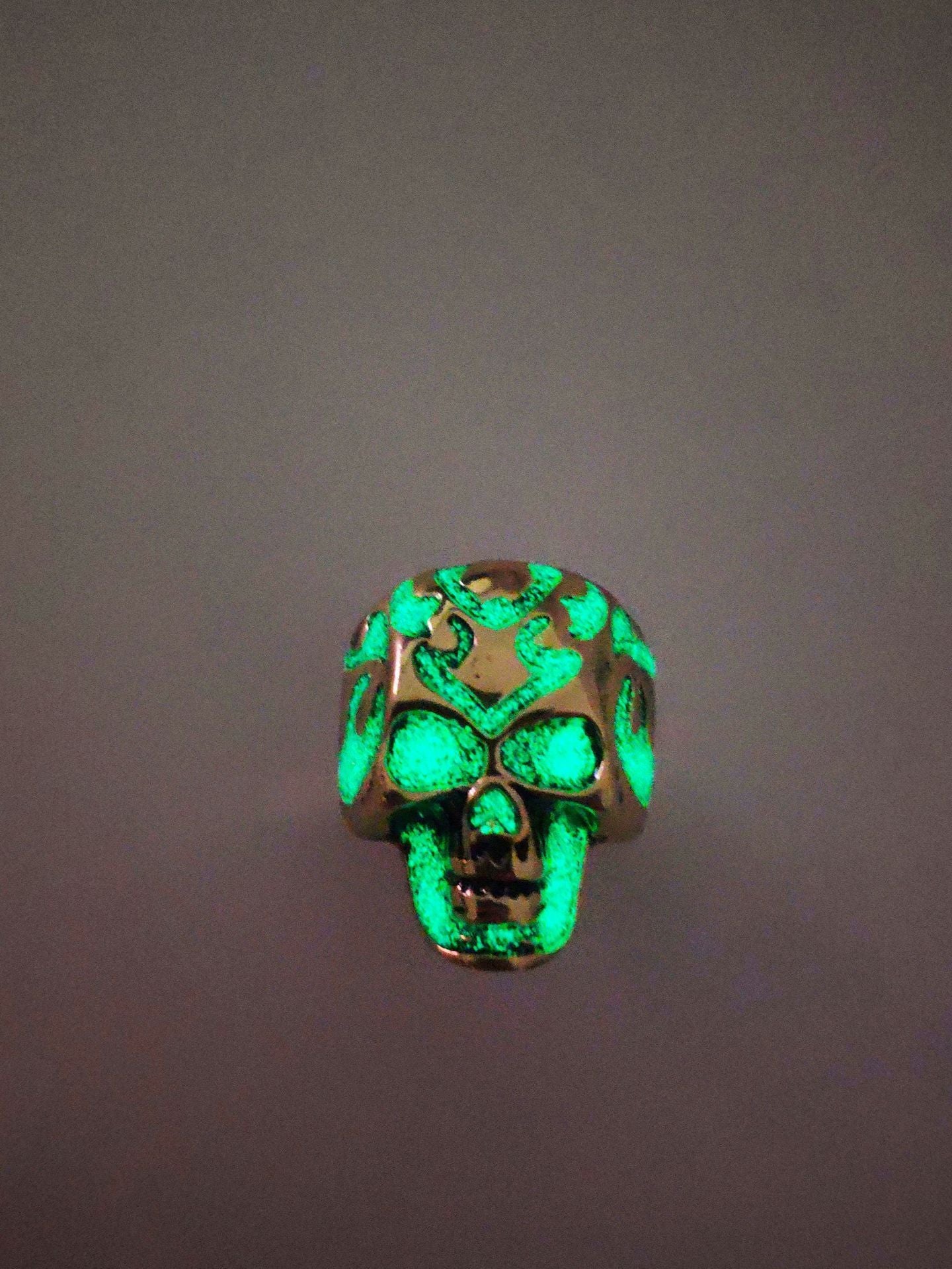 Retro flame skull luminous ring