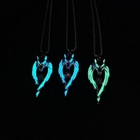 Luminous Necklace Men's Luminous Wolf Totem Line Winder Light-emitting Pendant