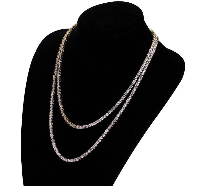 Zircon single row 4mm necklace Hip hop jewelry necklace Iinches