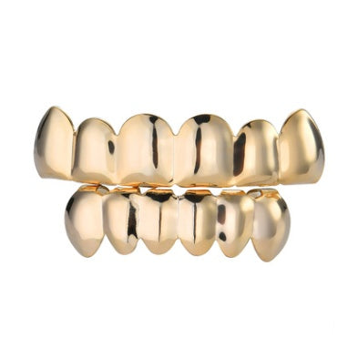 Gold-plated teeth hip-hop braces Glossy gold braces singer hipsters braces Halloween