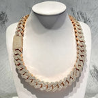 DATNEWDRIP 12mm Wide Double-Row Miami Cuban Link Chain w/ 925 Silver & Inlaid Moissanite Diamnonds